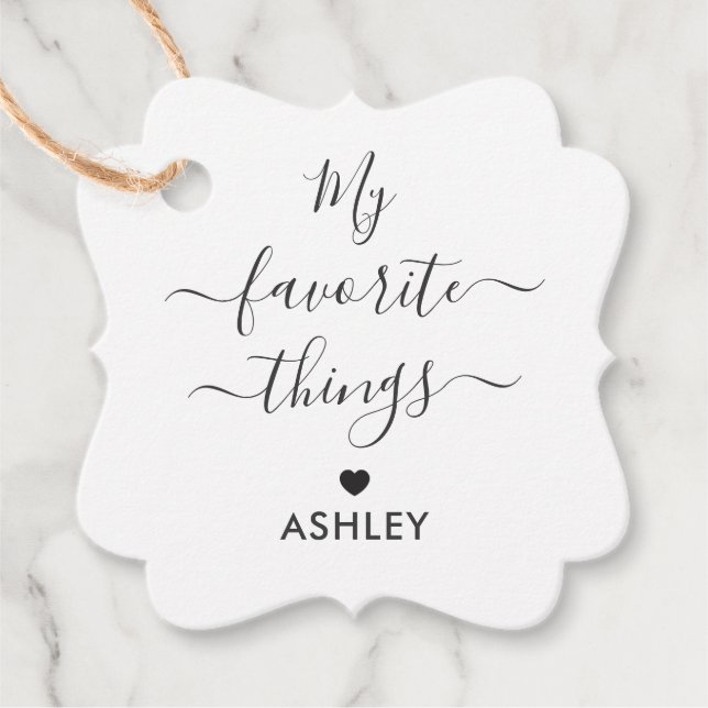 Étiquettes Cadeau Balise de cadeaux Mes objets préférés pour les fav (Devant)