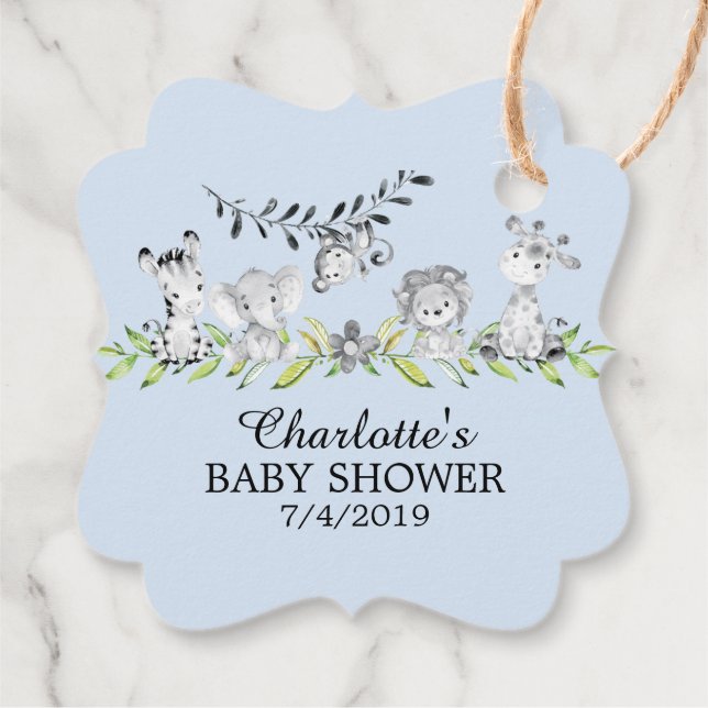 Étiquettes Cadeau Balise de cadeaux Sweet Safari Animaux Baby shower (Dos)