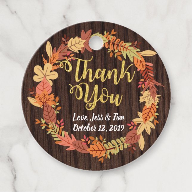 Étiquettes Cadeau Balise de faveur de automne. Thanksgiving wreath b (Devant)