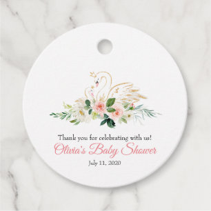 Étiquettes Cadeau Balise de faveur du baby shower cygne