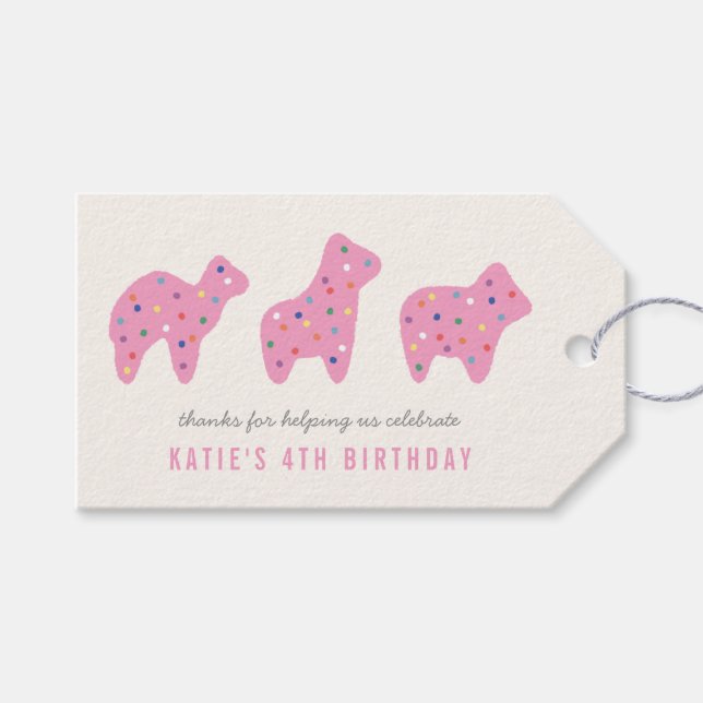 Étiquettes-cadeau Balise de fête d'anniversaire du cookie animal - M (Devant (Horizontal))