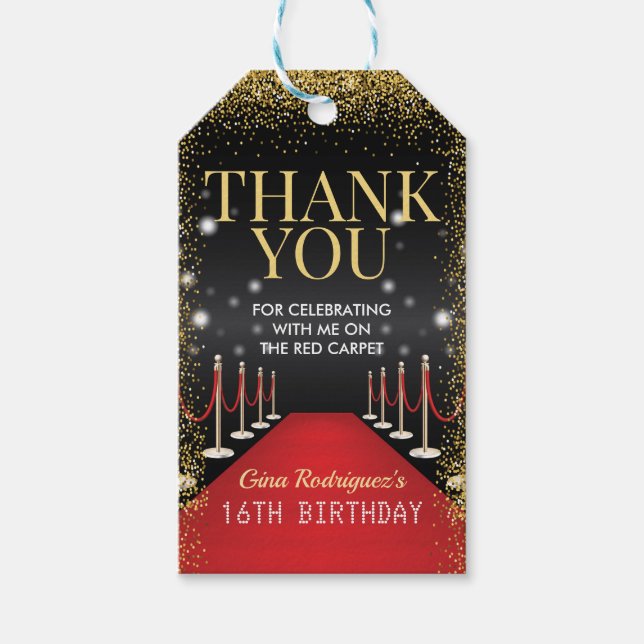 Étiquettes-cadeau Balise de fête d'anniversaire VIP Pass, Hollywood  (Devant)