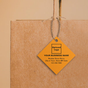 Étiquettes Cadeau Balise de forme Carré couleur orange de marque com
