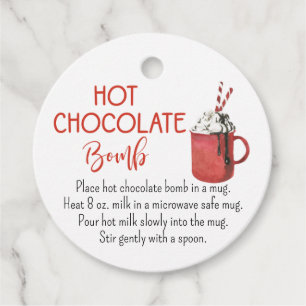 Étiquettes Cadeau Balise de la bombe à chocolat chaud de l'aquarelle