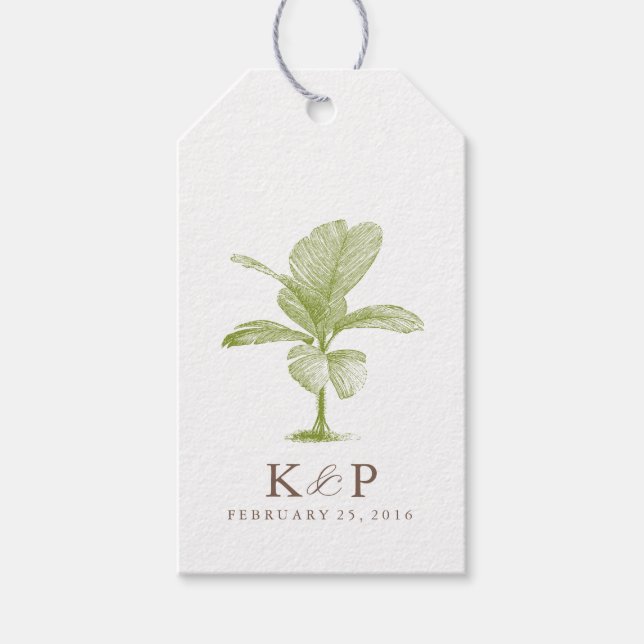 Étiquettes-cadeau Balise de mariage de Palm Tree Beach (Devant)