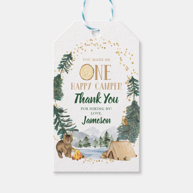 Étiquettes-cadeau Balise de Merci d'anniversaire Little Explorer Fav (Devant)
