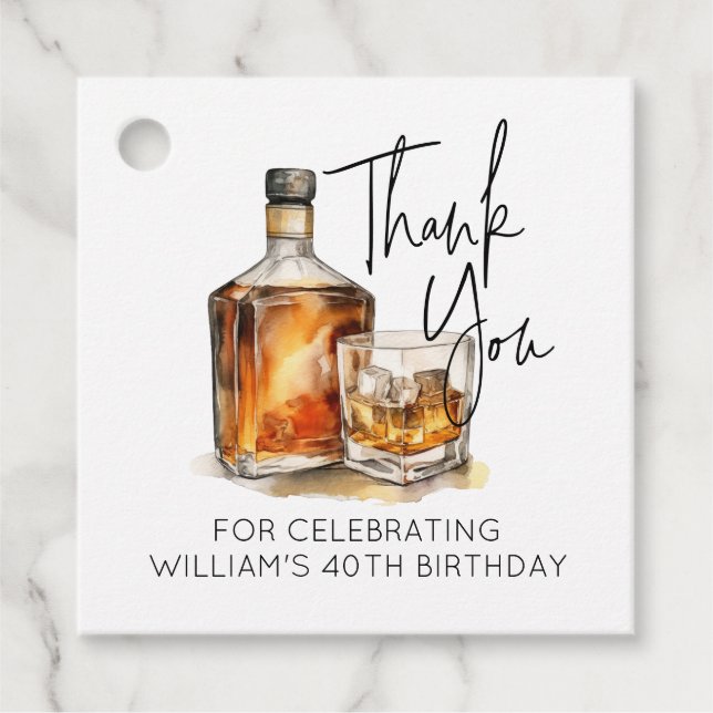 Étiquettes Cadeau Balise de Merci d'anniversaire personnalisable Whi (Devant)