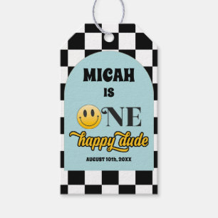 Étiquettes-cadeau Balise de Merci d'anniversaire Retro One Happy Dud