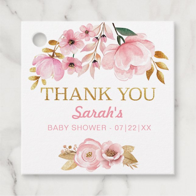 Étiquettes Cadeau Balise de Merci de Baby shower rose pâle Favoriser (Devant)