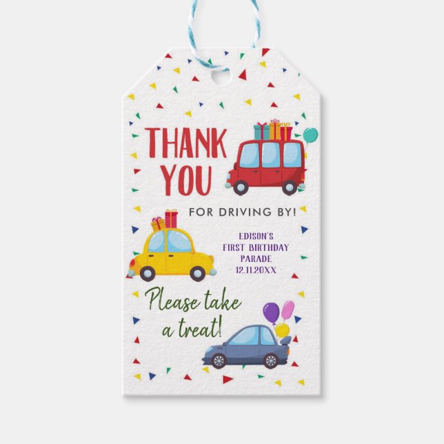 Étiquettes-cadeau Balise de Merci de la fête d'anniversaire de l'enf (Devant)