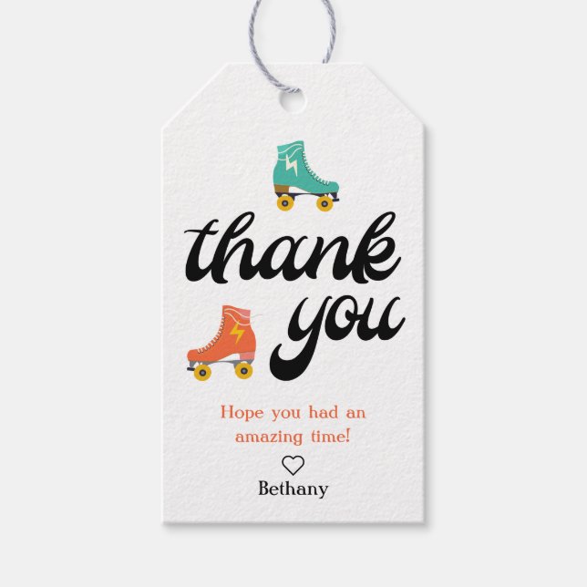 Étiquettes-cadeau Balise de Merci de patinage à rouleaux rétro Favor (Devant)