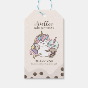 Étiquettes-cadeau Balise de Merci de thé au lait mignon Unicorn & Bo