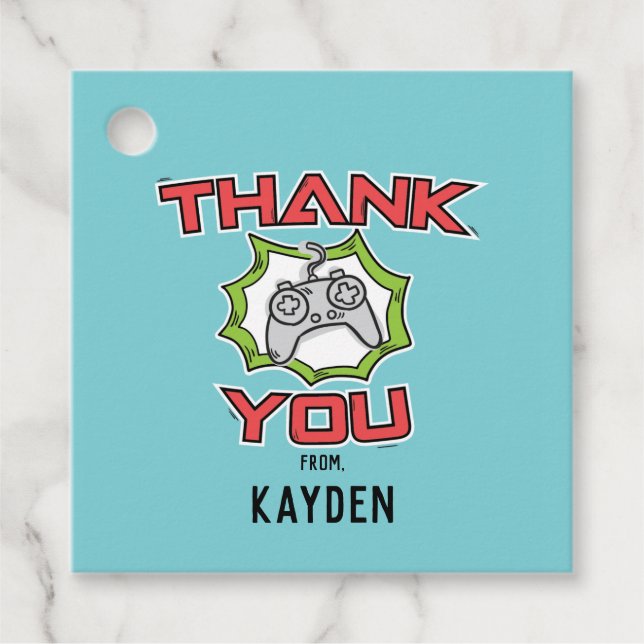 Étiquettes Cadeau Balise de Merci du jeu vidéo (Devant)
