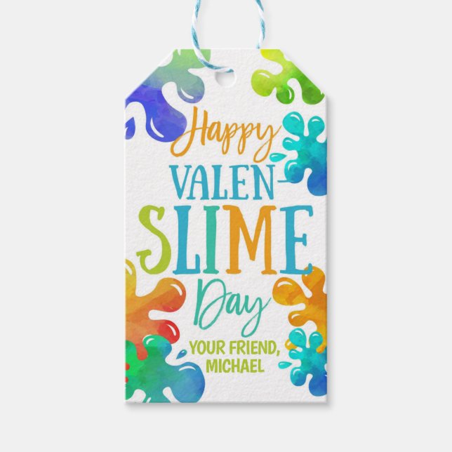 Étiquettes-cadeau Balise de préférence Slime Valentine (Devant)