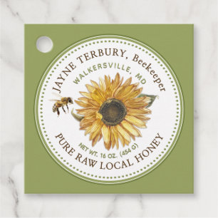ÉTIQUETTES CADEAU BALISE DE PRODUIT SUNLOWER ET BEE GREEN HONEY