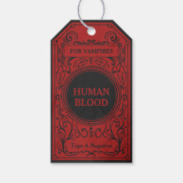 Étiquettes-cadeau Balise de sang gothique noir et rouge antique vamp