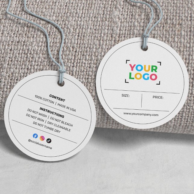 Étiquettes Cadeau Balise de vêtements ronds de marque personnalisés (Créateur téléchargé)