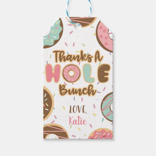Étiquettes-cadeau Balise Donut Thanks a Hole Bunch Favor (Devant)