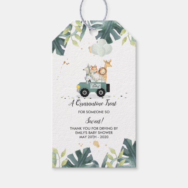 Étiquettes-cadeau Balise Drive By Safari Baby shower Favoriser (Devant)