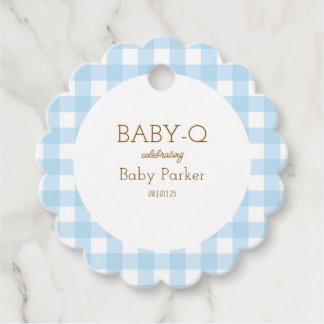 Étiquettes Cadeau Balise En vichy Baby shower bleu Favoriser