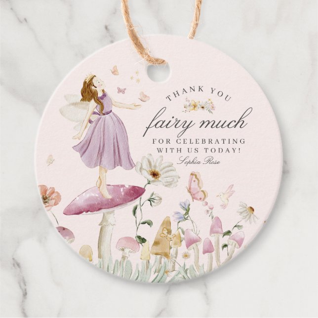 Étiquettes Cadeau Balise Fairy Garden Anniversaire ou Baby shower Fa (Devant)