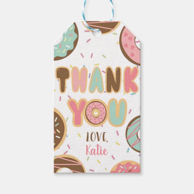 Étiquettes-cadeau Balise Favor Merci Donut (Devant)
