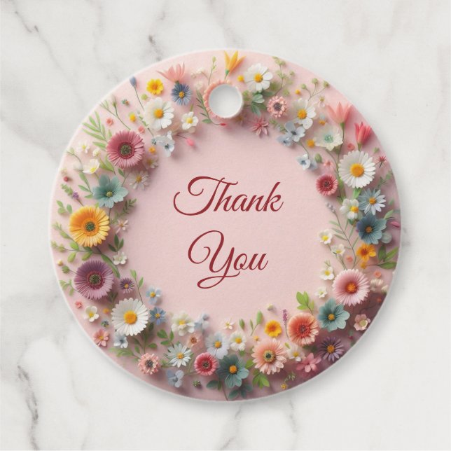 Étiquettes Cadeau Balise Favor Merci floral (Devant)
