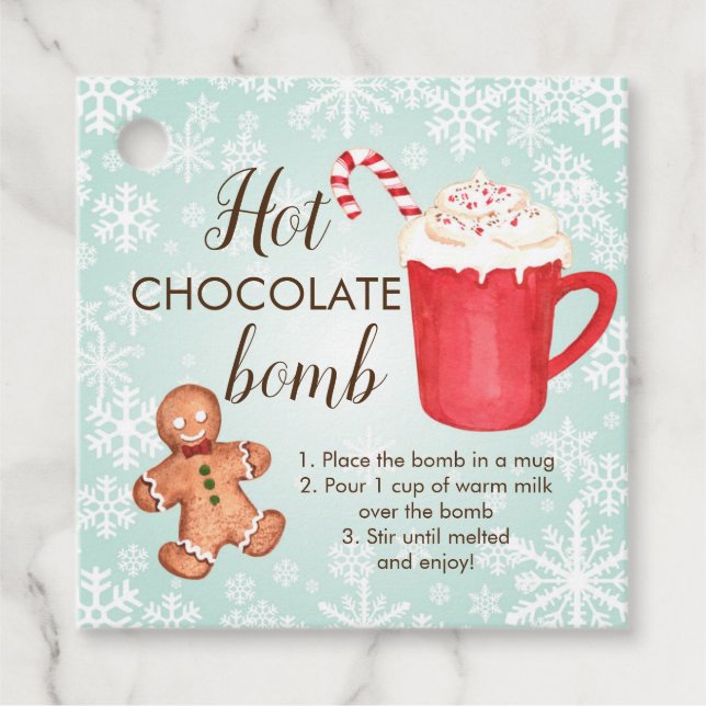 Étiquettes Cadeau Balise Favoriser la bombe à chocolat chaud (Devant)