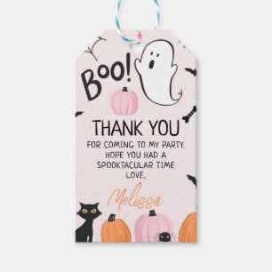 Étiquettes-cadeau Balise Filles Boo rose Halloween Merci d'anniversa