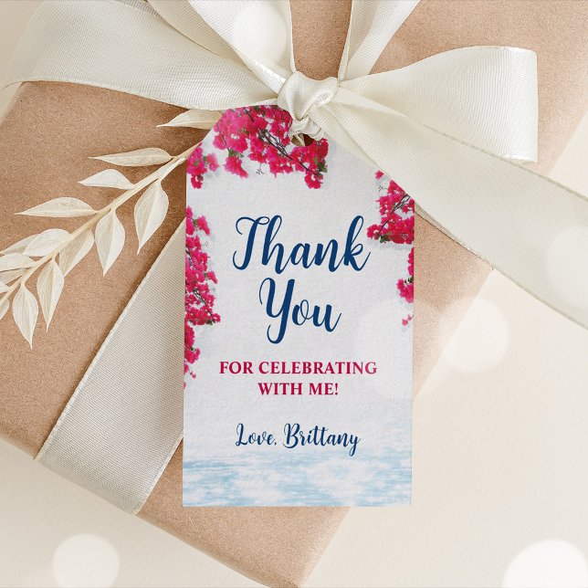 Étiquettes-cadeau Balise Fleur Faveur de la Grèce Méditerranéenne (Mediterranean Greece Favor Tag)