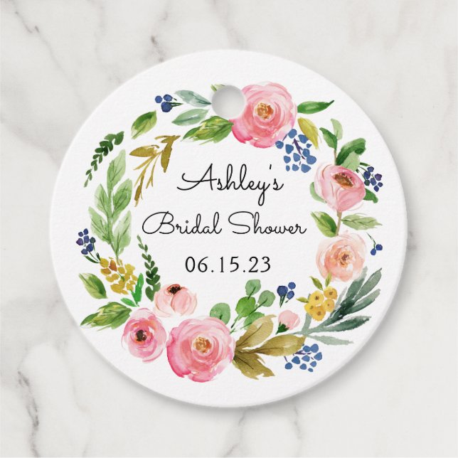 Étiquettes Cadeau Balise Fleur Fête des mariées Rond Faveur Cadeau (Devant)