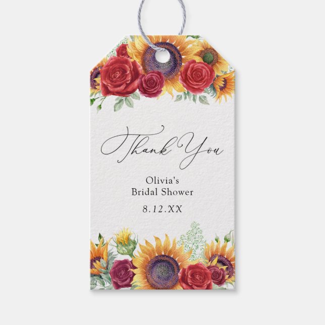 Étiquettes-cadeau Balise Fleurs de soleil et Merci Rose Favoriser (Devant)