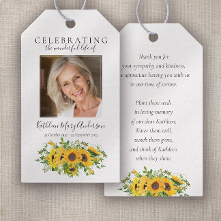 Étiquettes-cadeau Balise Fleurs de soleil Paquet de semences Memoria