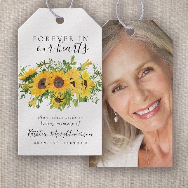 Étiquettes-cadeau Balise Fleurs de soleil Paquet de semences Memoria (Créateur téléchargé)