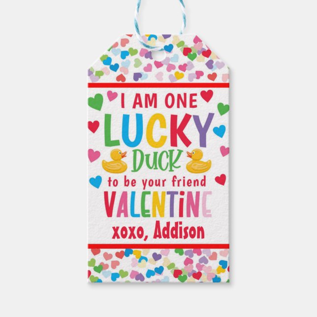 Étiquettes-cadeau Balise Frappe Valentine pour canard en caoutchouc (Devant)