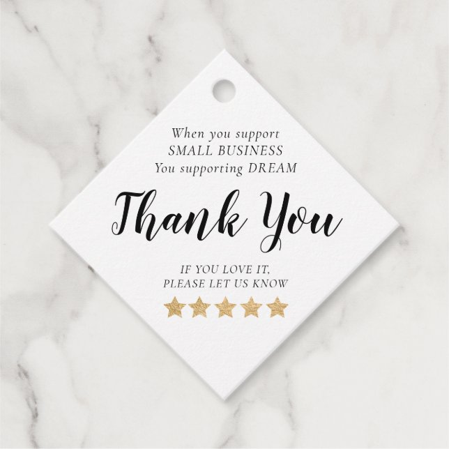 Étiquettes Cadeau Balise Gold Stars Small Business Merci Favoriser (Devant)