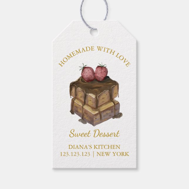 Étiquettes-cadeau Balise Hang de dessert au chocolat maison simple (Devant)