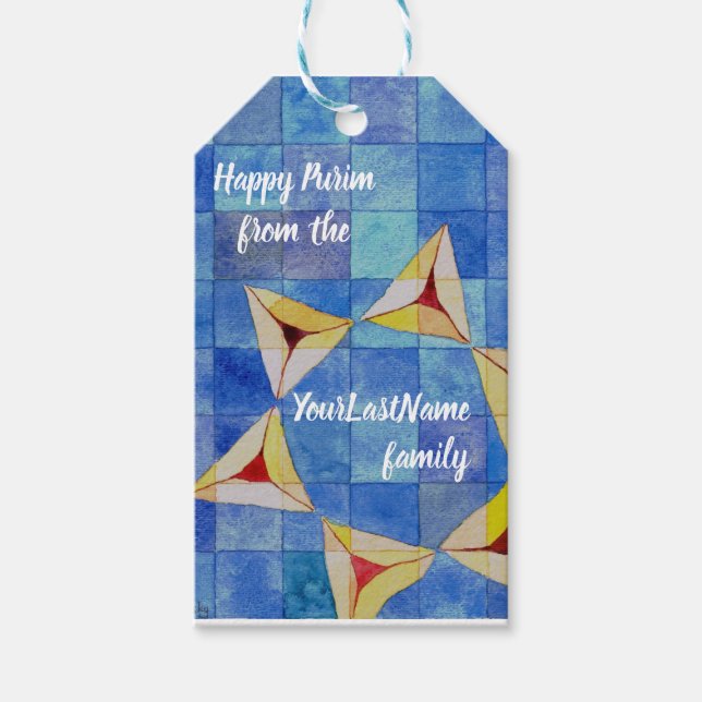Étiquettes-cadeau Balise Happy Purim (Devant)