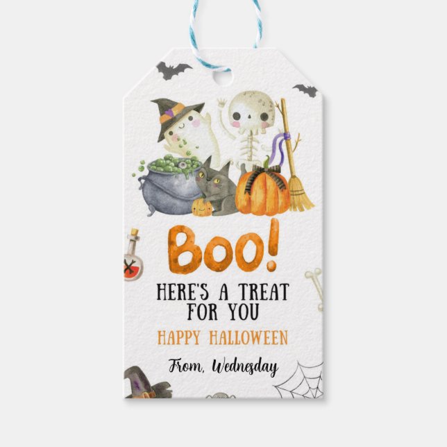 Étiquettes-cadeau Balise Joyeuse Halloween Treat Gift (Devant)