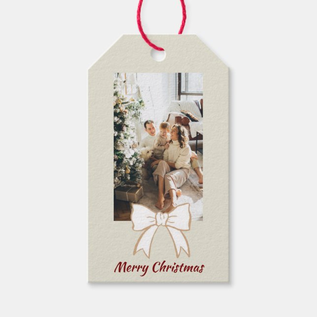 Étiquettes-cadeau Balise Joyeux cadeau de Noël personnalisé (Devant)