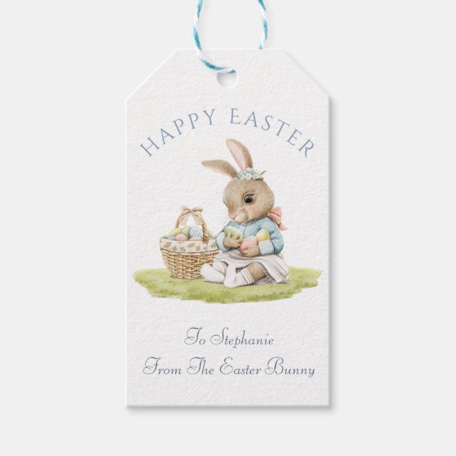 Étiquettes-cadeau Balise Joyeux lapin de Pâques avec personnalisatio (Devant)