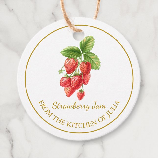 Étiquettes Cadeau Balise l Blanc simple confiture de fraise maison (Devant)