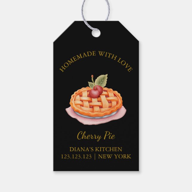 Étiquettes-cadeau Balise l Noir simple à tarte maison (Devant)
