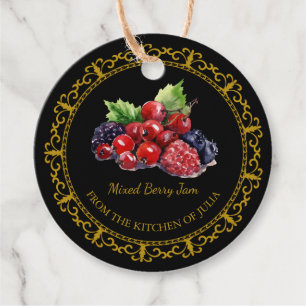 Étiquettes Cadeau Balise l Noir vintage de confiture de baies mélang