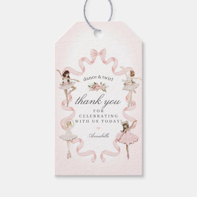 Étiquettes-cadeau Balise Little Ballerina pour anniversaire ou Baby  (Devant)