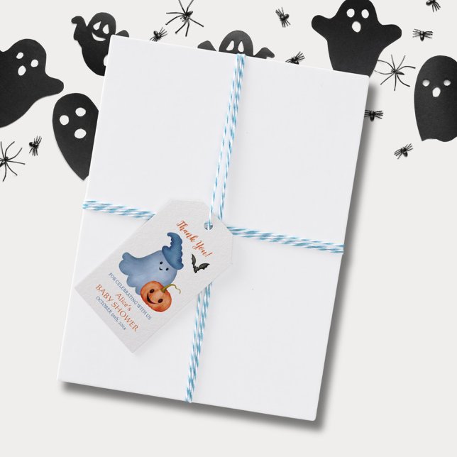 Étiquettes-cadeau Balise Little Boo Citrouille Halloween Baby shower (Créateur téléchargé)