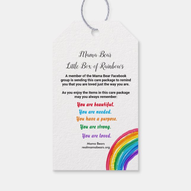 Étiquettes-cadeau Balise Little Box of Rainbows (Dos)