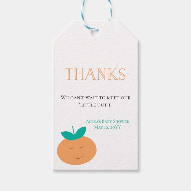 Étiquettes-cadeau Balise Little Cutie Baby shower Thanks (Devant)