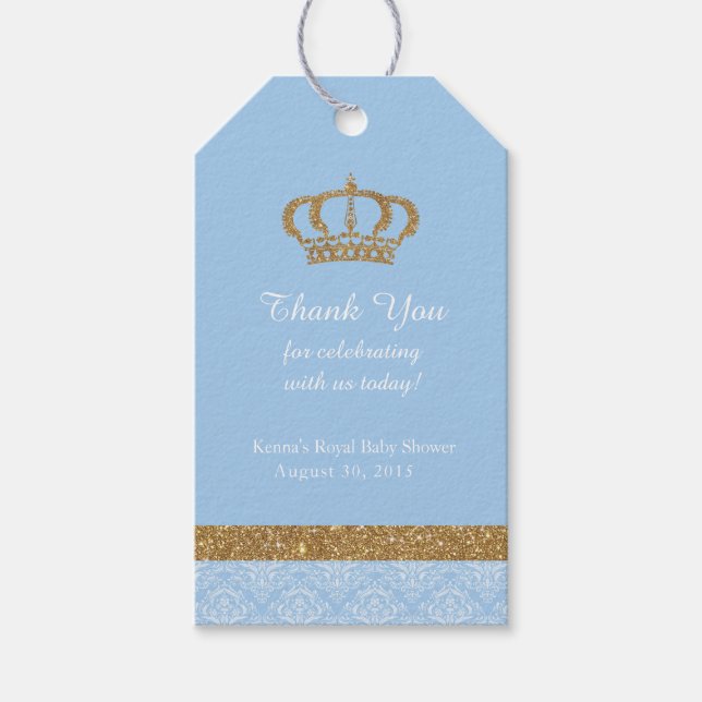 Étiquettes-cadeau Balise Little Prince Baby Blue et Gold Favor (Devant)