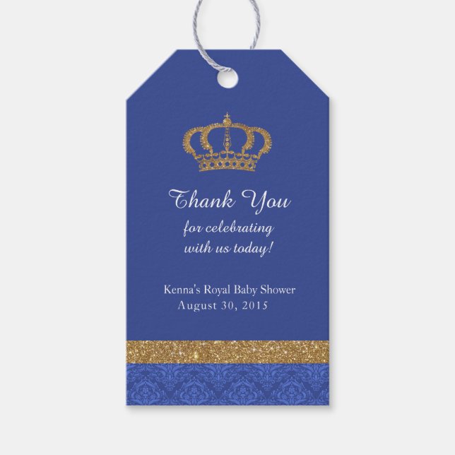 Étiquettes-cadeau Balise Little Prince Royal Blue et Gold Favour (Devant)